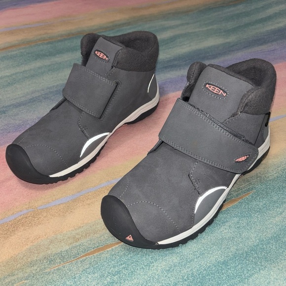 Keen Waterproof Leather Snow Boots Gray 100g Insulation Kids Size 3 - Picture 3 of 10